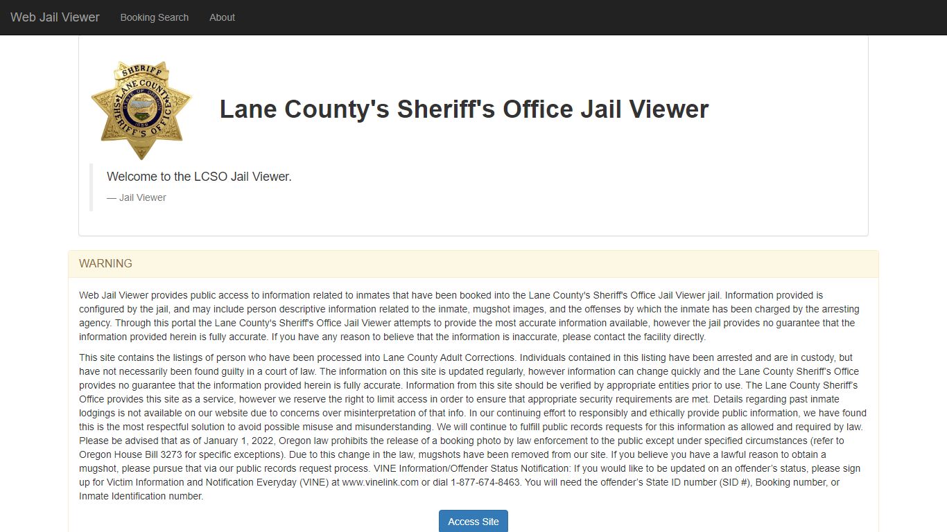 SO - Inmate Search - Lane County